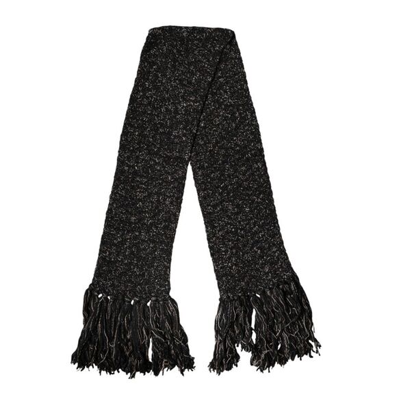 Dolce & Gabbana Black Wool Fringes Neck Wrap Foulard Men's Scarf